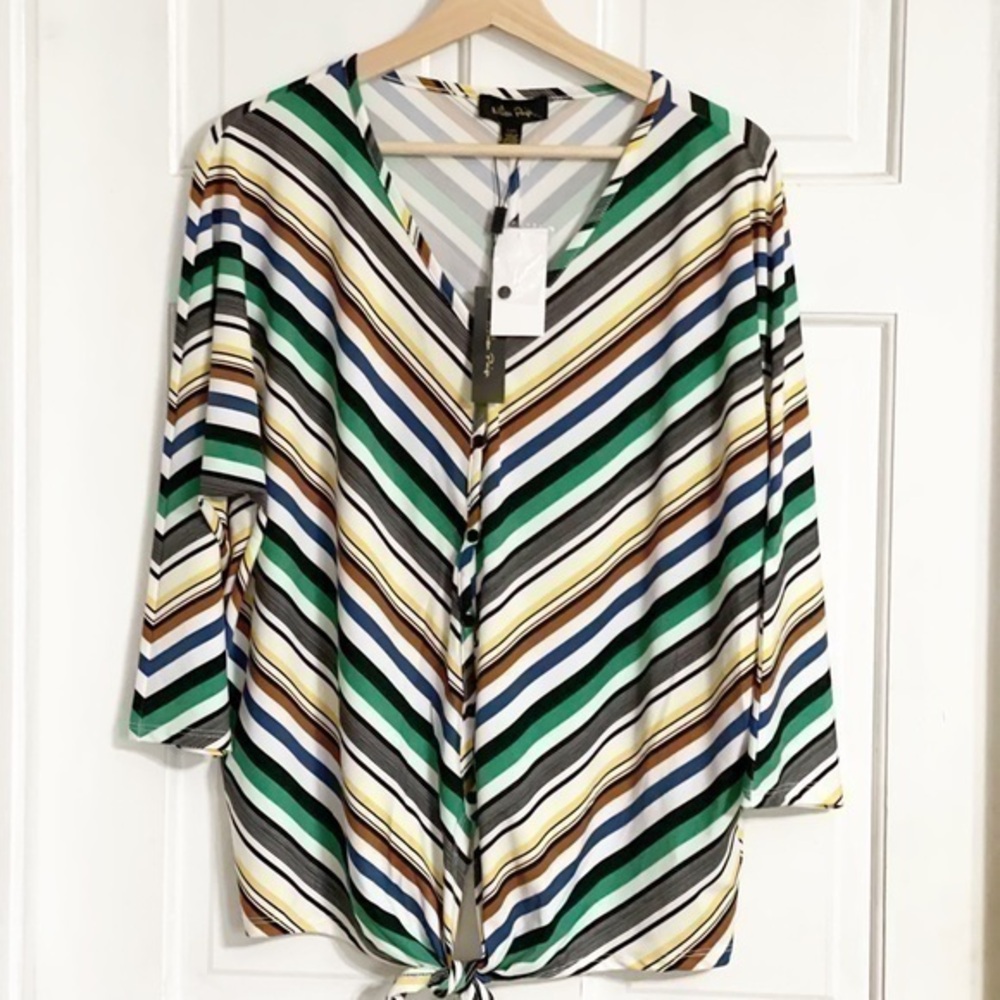 Melissa Paige Multi Color Strip Shirt Top